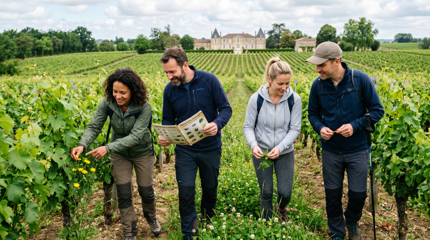 Équipe participant à une chasse au trésor œnologique lors d’un team building à Bordeaux